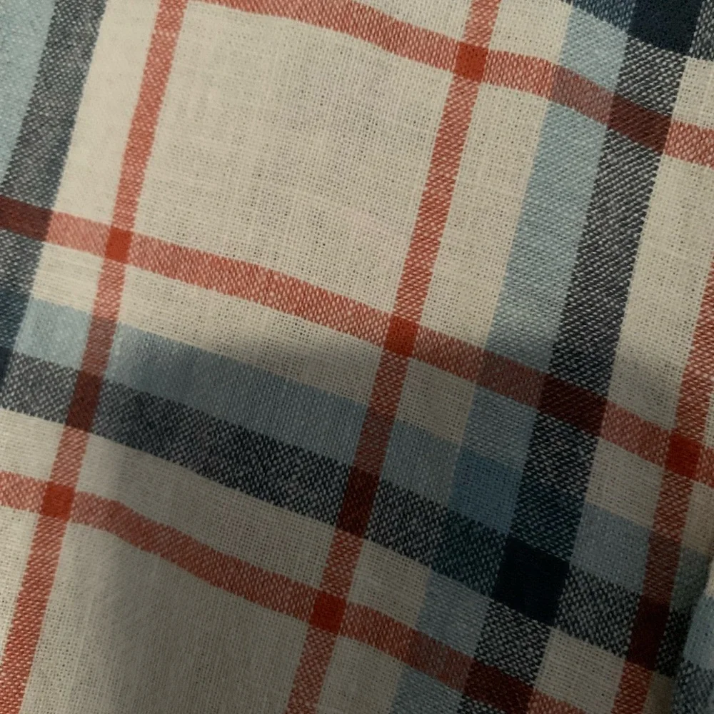 J.Crew Homespun Plaid Shirt Mens L White Orange Blue